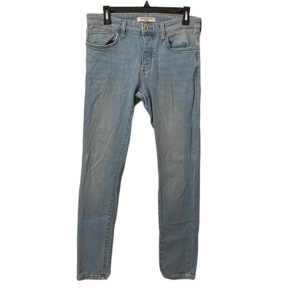 Forever 21 Men's Denim Blue Slim Button‎ Fly Straight Jeans Size 33